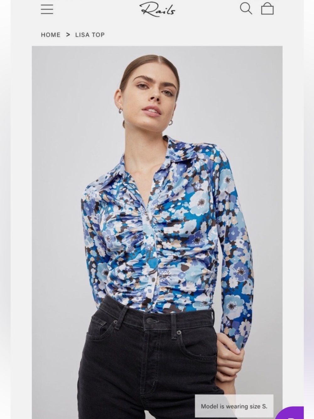 Blue Floral Long Sleeve Top